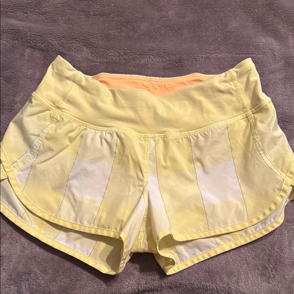 Lululemon Athletica Yellow and Cream Women's Athletic Shorts